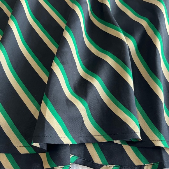 BNWT Ann Taylor A-Line Skirt Women's Size 8 Navy Tan Green Striped Zipper Lined - Picture 3 of 11